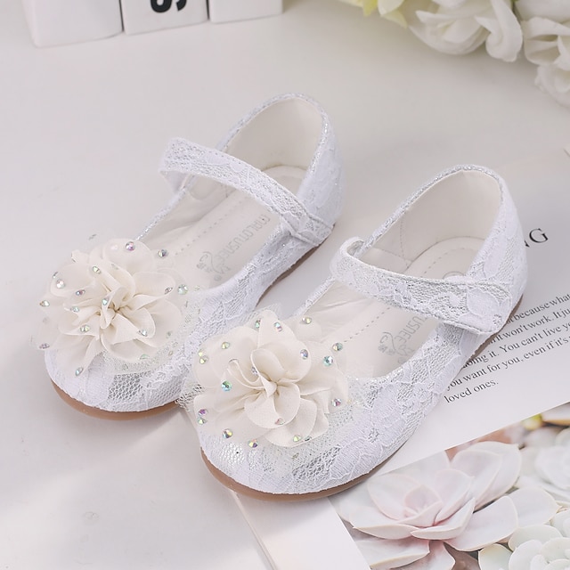 Shoes & Bags Kids Shoes | Girls Shoes Lace Comfort / Flower Girl Shoes Flats Flower / White Shoes for Wedding Party - HQ24628