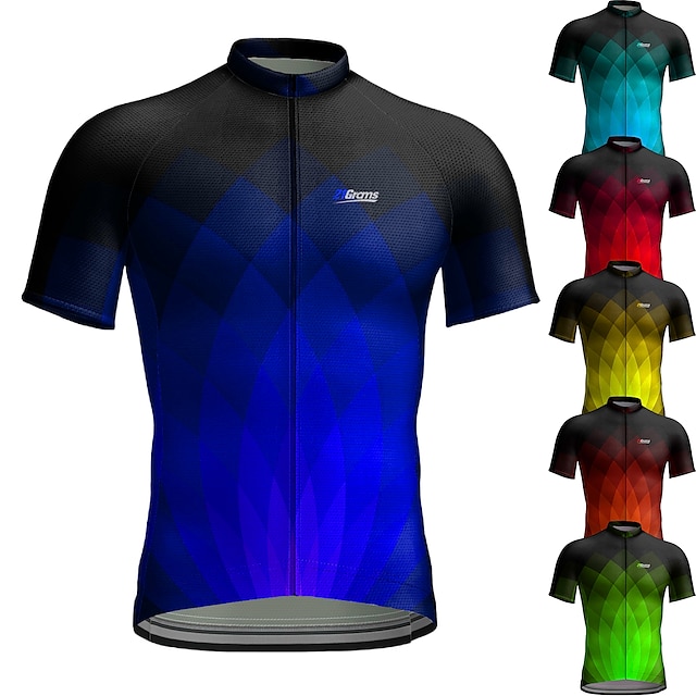  21Grams Men's Cycling Jersey Short Sleeve Bike Top with 3 Rear Pockets Mountain Bike MTB Road Bike Cycling Breathable Moisture Wicking Quick Dry Reflective Strips Red Blue Sky Blue Polyester Sports