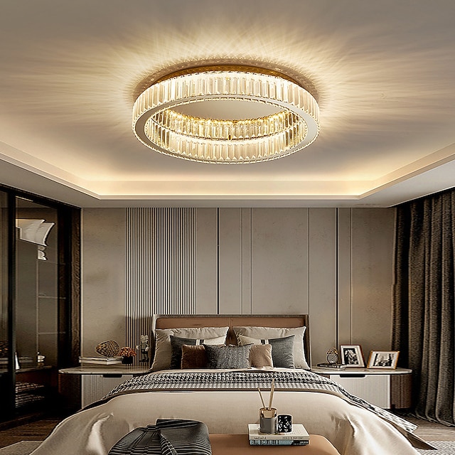  50 cm rund taklampa led ljuskrona rostfritt stål matsal i nordisk stil vardagsrum sovrum