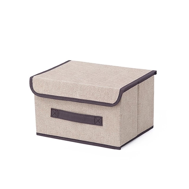 Home & Garden Home Decor | Household Imitation Linen Foldable Dustproof Storage Box With Lid Multifunctional Sorting Organizatio