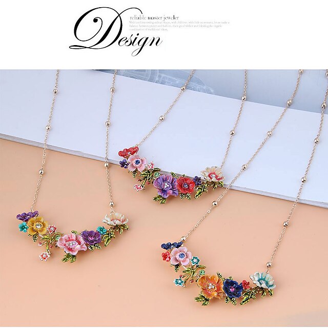 Shoes & Bags Fashion Accessories | 1pc Necklace For Womens Party Evening Street Birthday Party Alloy Floral Flower - IK28113