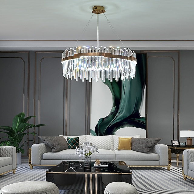  60 cm design unico lampadario ha condotto la luce del pendente di cristallo in lega di alluminio in stile nordico soggiorno sala da pranzo 220-240 v