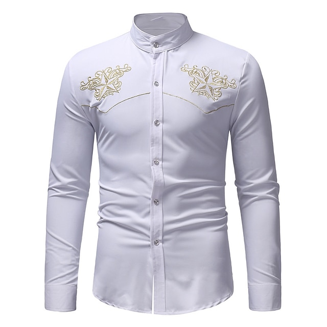 Mens Clothing Mens Shirts | Mens Shirt Floral Turndown Street Casual Button-Down Long Sleeve Tops Casual Fashion Breathable Comf