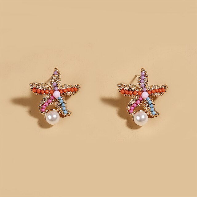 Shoes & Bags Fashion Accessories | 1 Pair Stud Earrings For Womens Wedding Sport Engagement Plastics Alloy Classic Star - PC8454