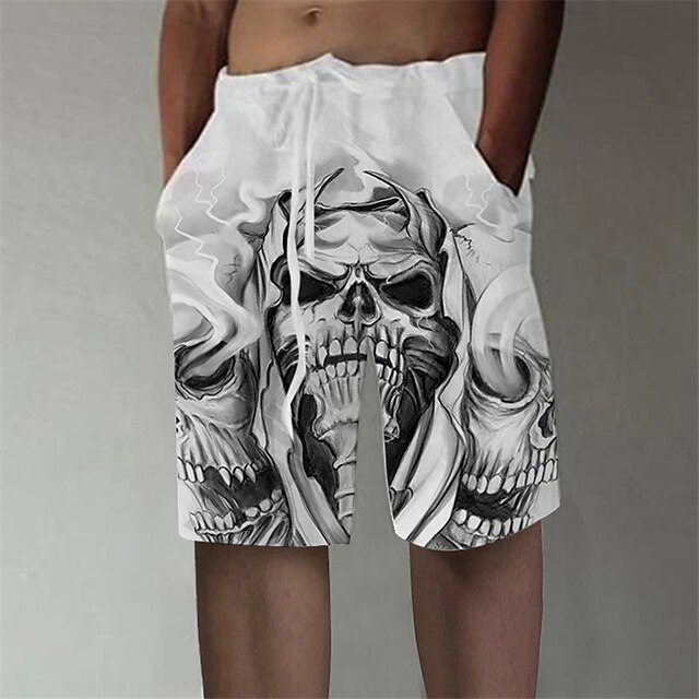 Men's Skull Graphic Prints Shorts Summer Shorts Beach Shorts Mid Waist Designer Stylish Casual / Sporty Sports Outdoor Daily Elastic Waist Straight Leg Designer Clothing Apparel4