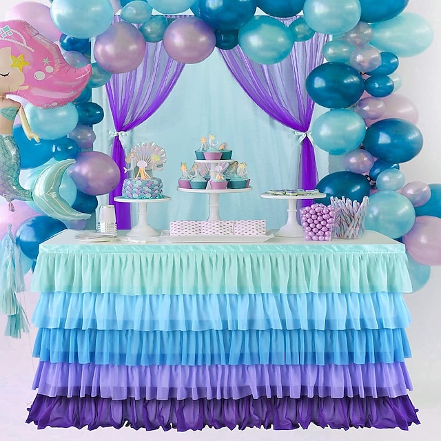  stolní sukně 6ft pro kulatý obdélníkový stůl nastavitelná tylová stolová sukně pro narozeniny miminko promoce výročí svatby piknik přátelé nebo rodinná párty dekorace-pastel (6 stop, růžová)