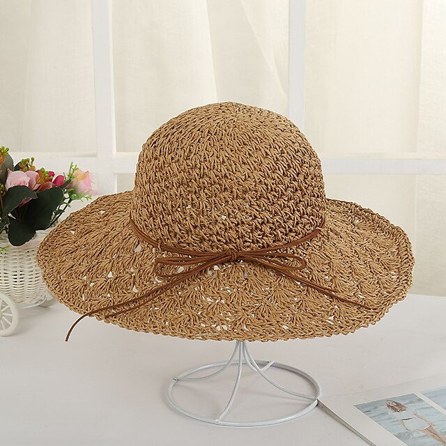 Shoes & Bags Fashion Accessories | 1pcs Summer Womens Foldable Large Brim Beach Plain Sun Hat Straw Beach Cap For Ladies Elegant