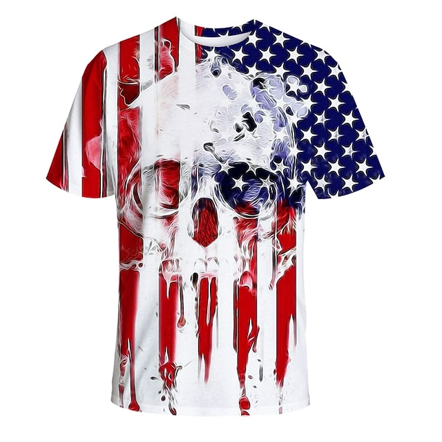  День независимости 4 июля Флаг США Как у футболки Аниме Мультяшная тематика Аниме 3D Харадзюку Графический Каваи Назначение Для пары Муж. Жен. Взрослые Снова в школу! 3D печать