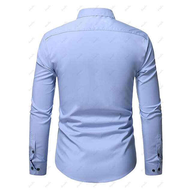 Mens Clothing Mens Shirts | Mens Shirt Solid Color Turndown Street Casual Button-Down Long Sleeve Tops Casual Fashion Breathable