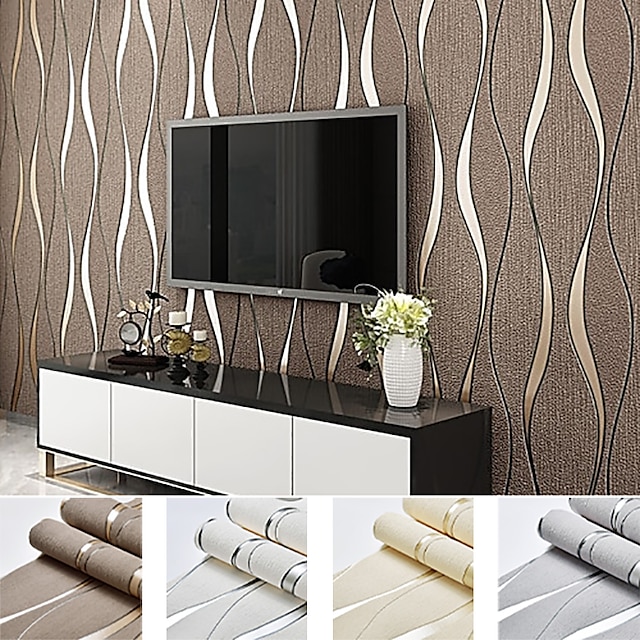  Solid Color Strip Wallpaper Wall Covering Brick Flocking Non Woven Home Décor for Living Room Bedroom Background 1000x53cm/393.7''x20.87''
