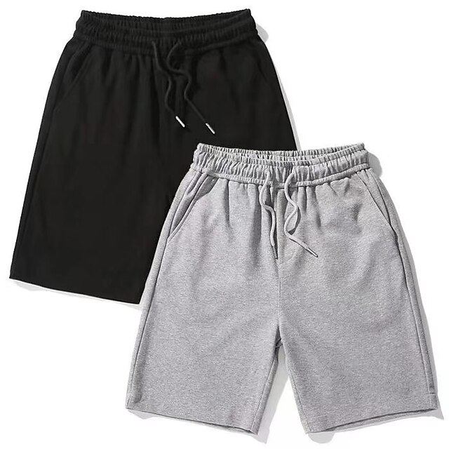 Men's Sweat Shorts Baggy Shorts Solid Color Breathable Soft Short ...
