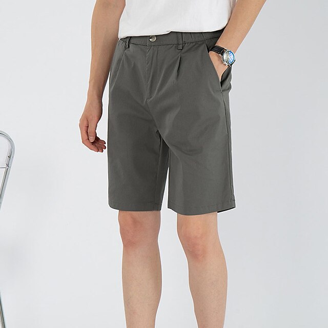 Mens Clothing Mens Bottoms | Mens Classic Style Basic Bermuda shorts Chino Shorts Pocket Elastic Waist Knee Length Pants Casual 