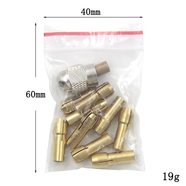  11 pièces/ensemble pince en laiton mini mandrins de perceuse 0.5-3.2mm 4.3mm tige vis écrou remplacement pour outil rotatif dremel