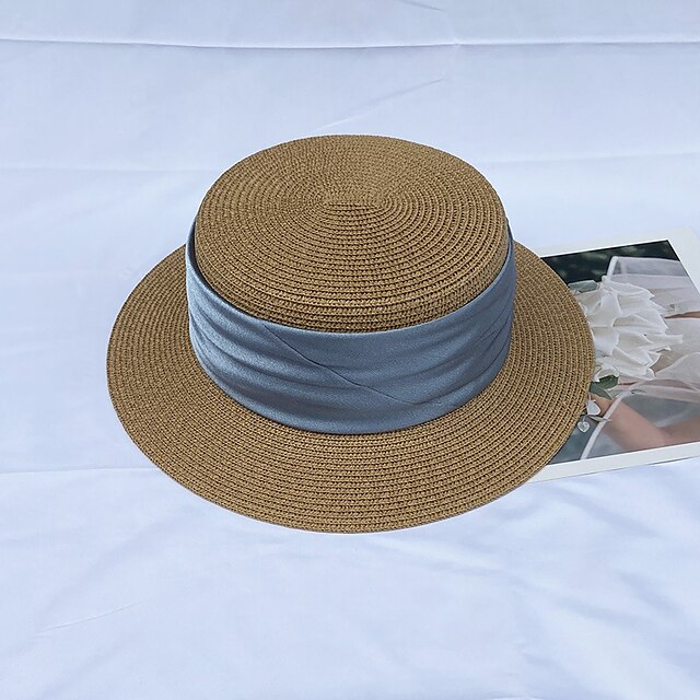 Shoes & Bags Fashion Accessories | 1pcs Flat Top Hat Fashion Summer Women Straw Hat Female Sun Hats Black Panama Outdoor Beach H