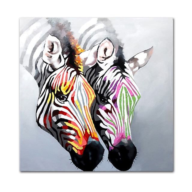 Home & Garden Wall Art | Oil Painting Hand Painted Square Animals Pop Art Modern Stretched Canvas / Rolled Canvas - YG32980