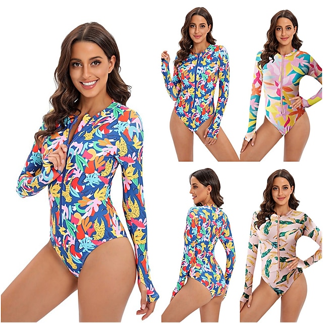Sports & Outdoors Surfing, Diving & Snorkeling | Womens Rash Guard One Piece Swimsuit UV Sun Protection UPF50+ Breathable Long S