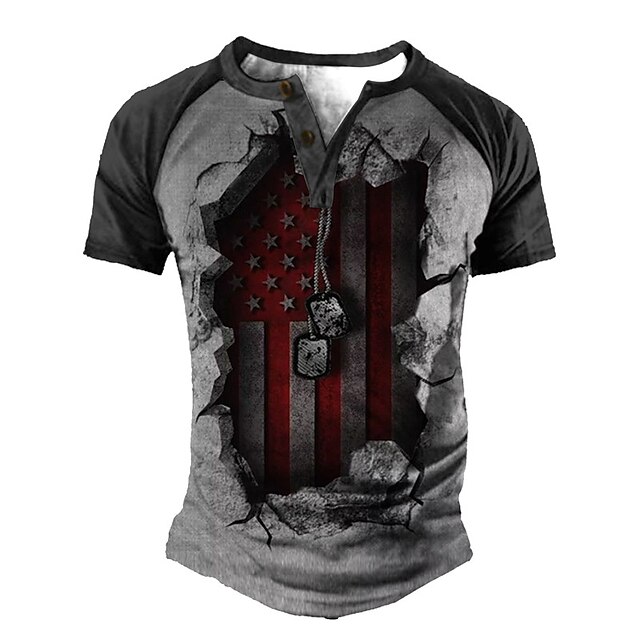 Mens Clothing Mens Tees & Tank Tops | Mens Henley Shirt Tee T shirt Tee 3D Print Graphic Color Block National Flag Plus Size Hen