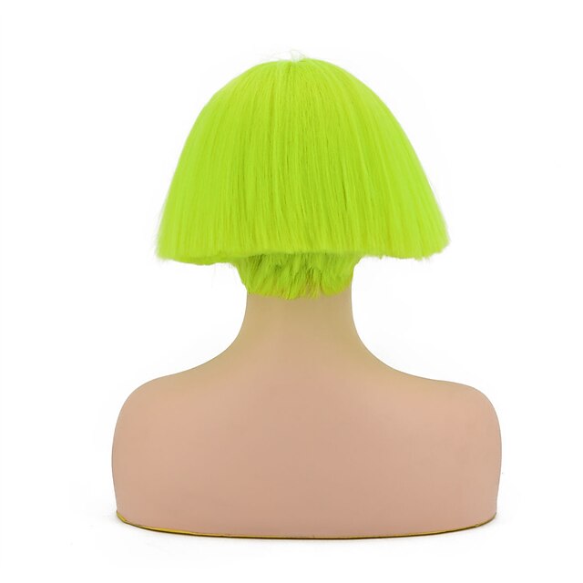 Beauty & Hair Wigs & Hair Pieces | Synthetic Wig Straight Bob With Bangs Machine Made Wig Short Green Red Synthetic Hair Womens 