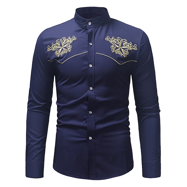 Mens Clothing Mens Shirts | Mens Shirt Floral Turndown Street Casual Button-Down Long Sleeve Tops Casual Fashion Breathable Comf