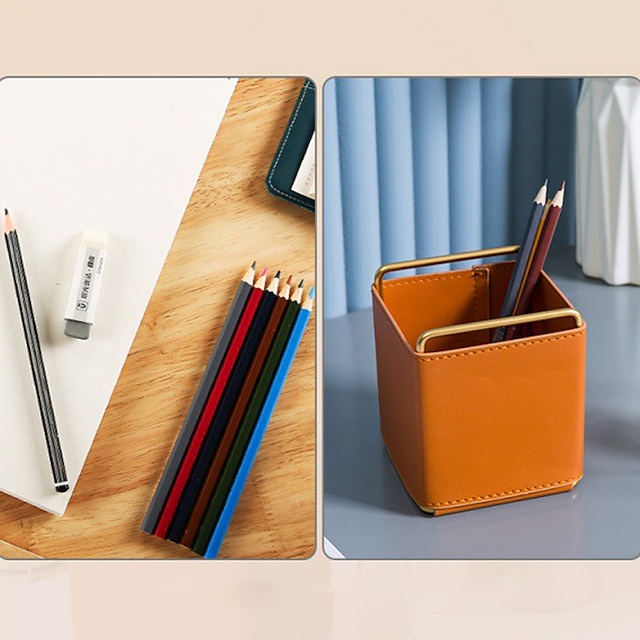 Consumer Electronics Stationery | Pen Pencil Holder Cup Multifunction Big Capacity PU Leather for Office Men Home - KI41494