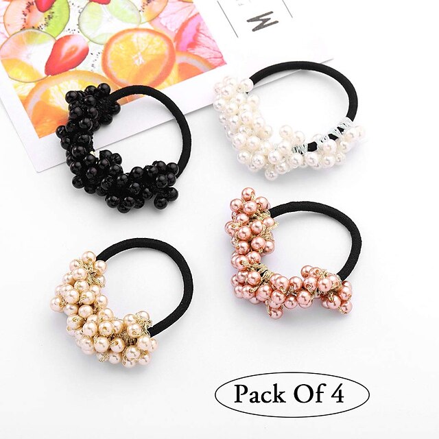 Shoes & Bags Fashion Accessories | 4pcs Womens Girls Hair Ties Scrunchie For Classic Fabric Plastic 1 - IW69675