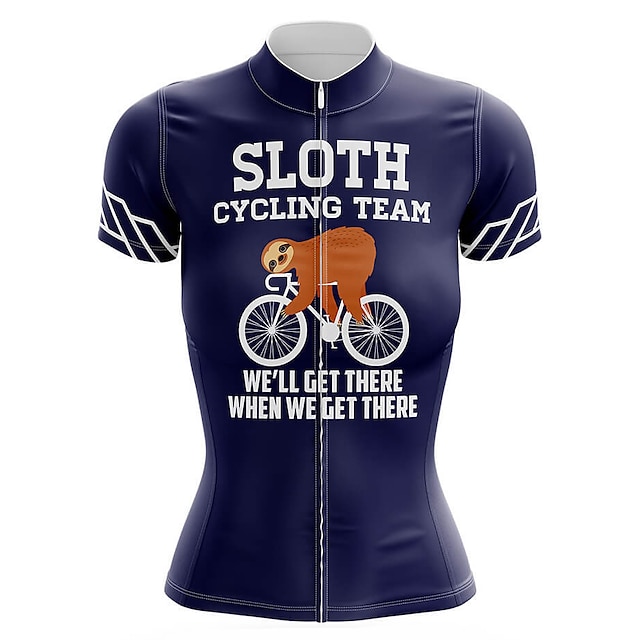  21Grams Women's Cycling Jersey Short Sleeve Bike Top with 3 Rear Pockets Mountain Bike MTB Road Bike Cycling Breathable Moisture Wicking Quick Dry Reflective Strips White Dark Navy Sloth Sports