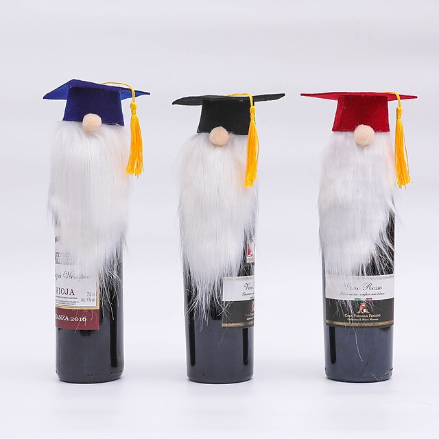 Home & Garden Home Decor | Graduation Season Long Beard Doctor Hat Red Wine Set Three Color Wine Bottle Decoration Photography P