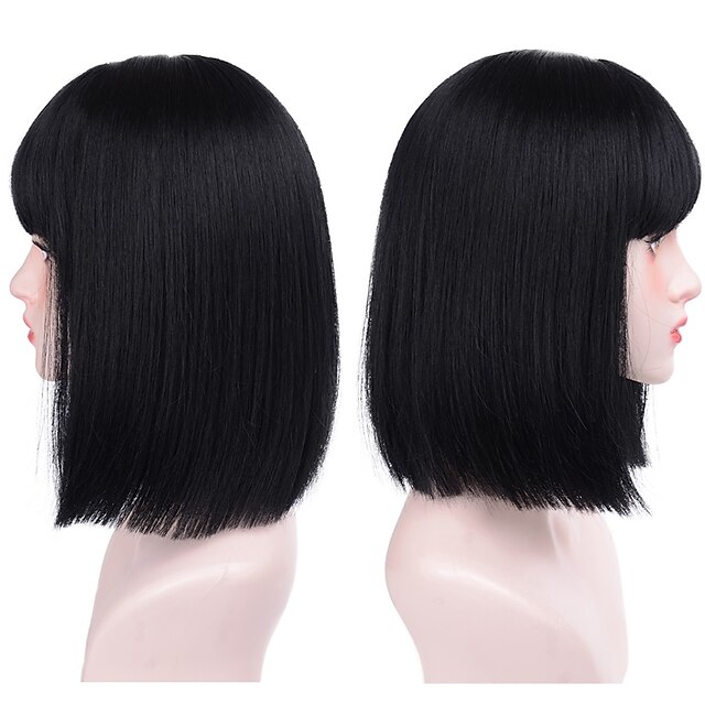 Beauty & Hair Wigs & Hair Pieces | Short Straight Bob Wigs With Bangs Synthetic Wigs For Women Pink Red Black Wigs Lolita Cospla