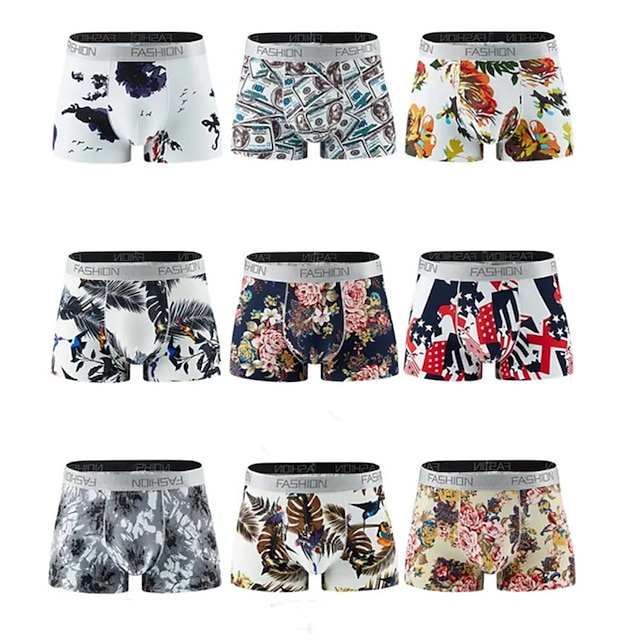 Mens Clothing Mens Bottoms | Mens Plus Size Layered Basic Simple Camo Pure Color Flag Basic Panties Boxers Underwear High Elasti