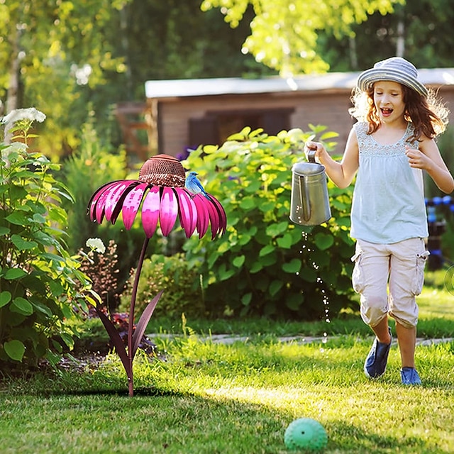 Outdoor Flower Bird Feeder,Spring Decoration 78cm Height Metal Flower