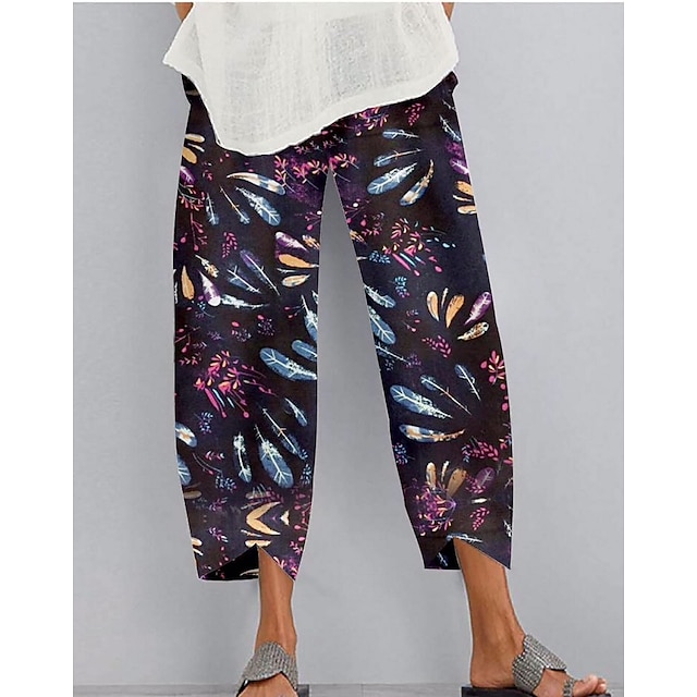 Womens Clothing Womens Bottoms | Womens Casual / Sporty Athleisure Chinos Print Ankle-Length Pants Casual Weekend Micro-elastic 