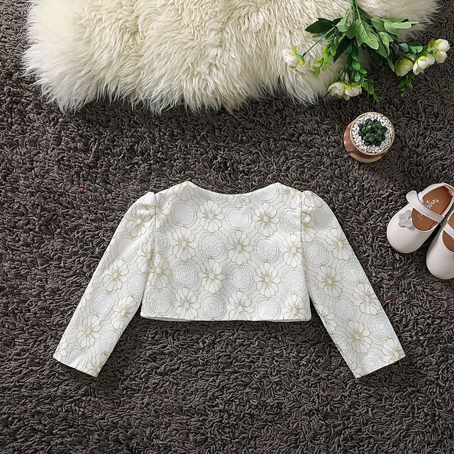 Baby & Kids Girls Clothing | Kids Girls Coat Long Sleeve White Floral Embroidered Spring Summer Cute Party 2-12 Years - CS56511