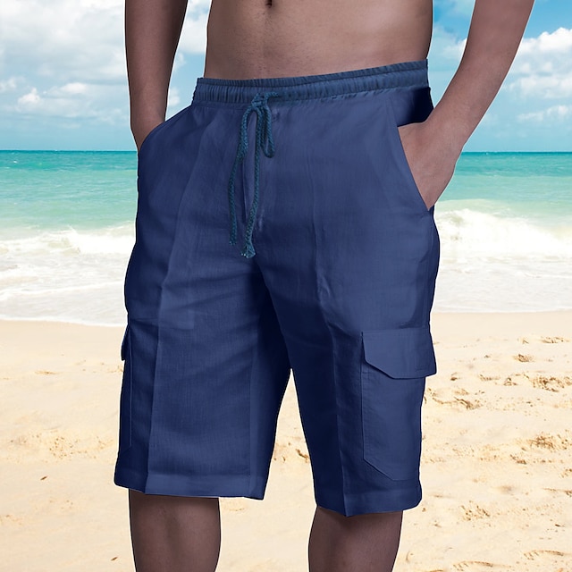 Men's Shorts Linen Shorts Summer Shorts Beach Shorts Multi Pocket Plain ...