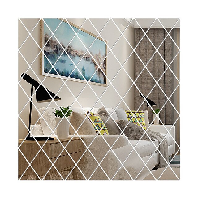 Home & Garden Home Decor | Diamonds 3D Mirror Stickers Acrylic Triangles Self-adhesive DIY Wall Mirror Stickers for Living Room 