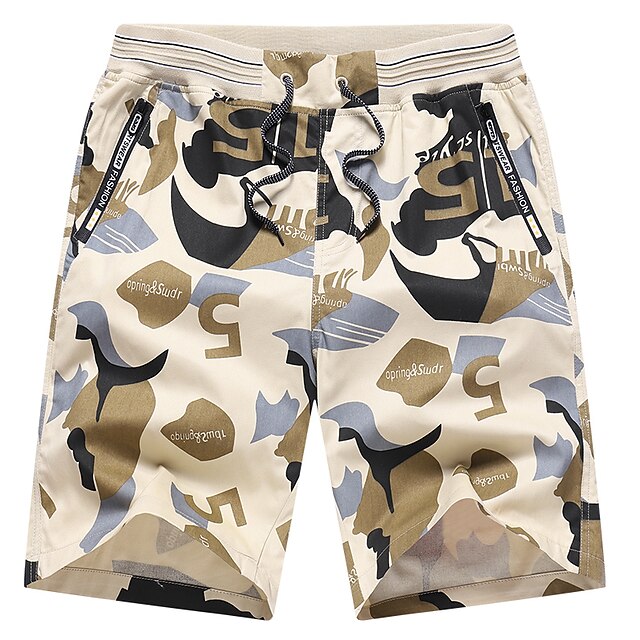 Mens Clothing Mens Bottoms | Mens Casual Sports Shorts Beach Shorts Multiple Pockets Knee Length Pants Inelastic Camouflage Soli