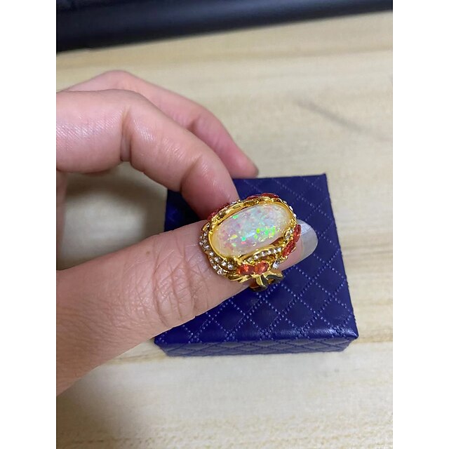 Shoes & Bags Fashion Accessories | 1pc Ring For Womens Synthetic Opal White 18K Gold Geometrical - DB90066