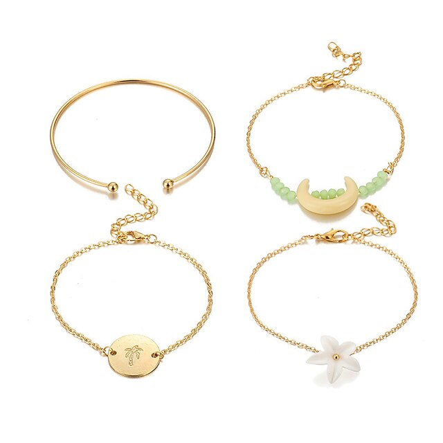  4pcs Women's Chain Bracelet Retro Vintage Theme European Alloy Bracelet Jewelry Gold For Gift Daily Formal Festival