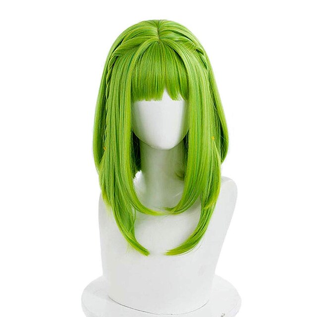  Anime Toilet-Bound Hanako-kun Nanamine Sakura Cosplay Wig Medium Green Curly Party Hair with Braids St.Patrick's Day Wigs St.Patrick's Day Wigs
