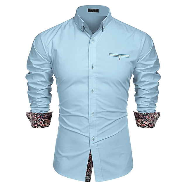 Mens Clothing Mens Shirts | Mens Tuxedo Shirts Print Paisley Turndown Party Street Button-Down Print Long Sleeve Tops Fashion Br