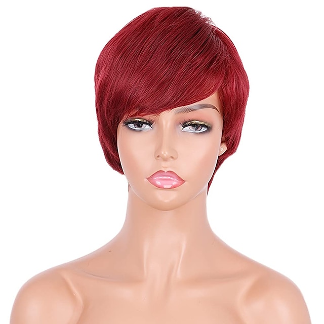 Beauty & Hair Wigs & Hair Pieces | Short Asymmetry Side Bang Straight Wig Pixie Cut Wigs for Black Women - GB96844