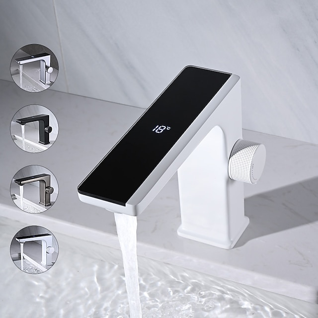  rubinetto lavabo bagno - cromo classico / grigio canna di fucile finiture verniciate nero / bianco centrotavola monocomando rubinetti a vasca con display temperatura