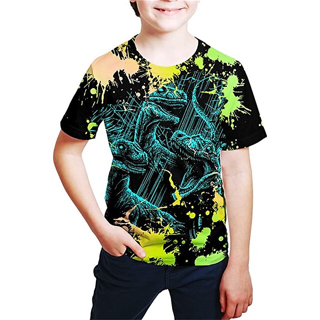 Baby & Kids Boys Clothing | Kids Boys T shirt Short Sleeve 3D Print Dinosaur Animal Crewneck Green Children Tops Spring Summer A