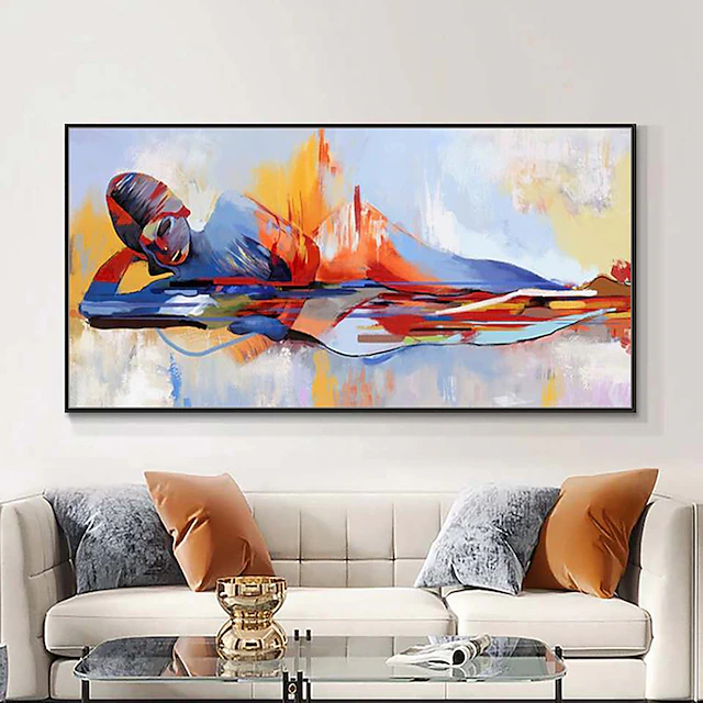 Mintura Handmade Oil Painting On Canvas Wall Art Decoration Modern Abstract Sleeping Buddha Picture For Home Decor Rolled Frameless Unstretched Painting 7