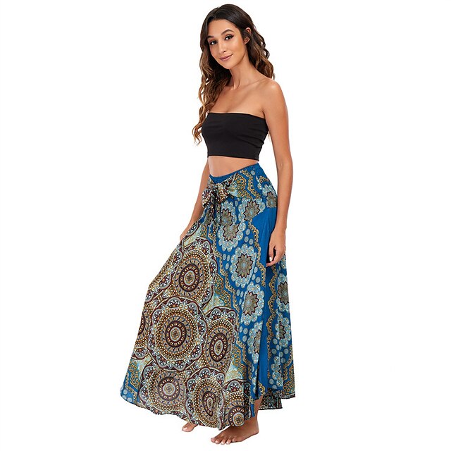 Womens Clothing Womens Bottoms | Womens Fashion Swing Skirts Holiday Vacation Graphic Print Green Blue Pink One-Size / Maxi / Lo