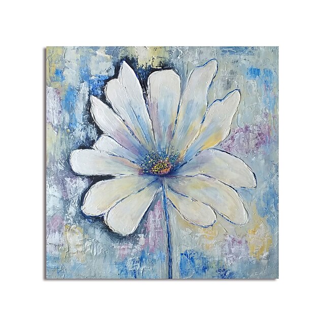 Home & Garden Wall Art | Oil Painting Hand Painted Square Abstract Floral / Botanical Modern Stretched Canvas - VC88204