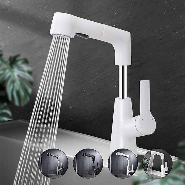  Bathroom Sink Faucet - Rotatable / Pull out / Pullout Spray Electroplated / Painted Finishes Centerset Single Handle One HoleBath Taps