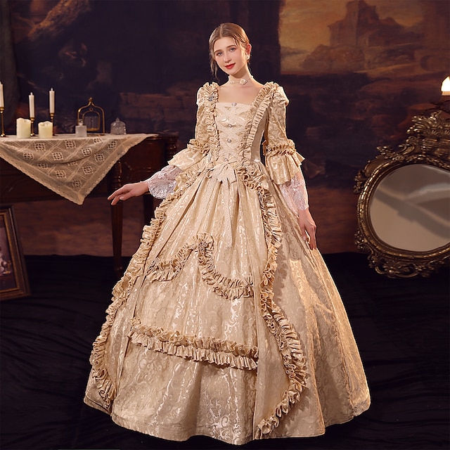  Princess Shakespeare Plus Size Gothic Rococo Vintage Inspired Medieval Party Costume Masquerade Women's Costume Vintage Cosplay Wedding Party 3/4-Length Sleeve Ball Gown Christmas