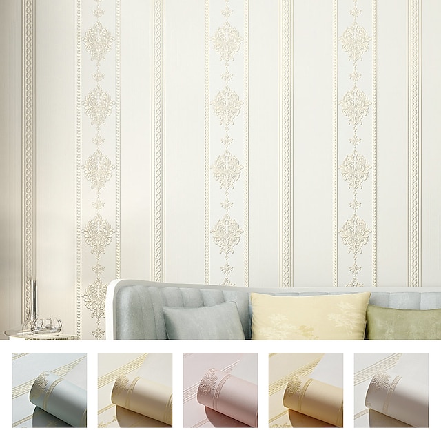  Three-dimensional 3D Embossed striped Wallpaper Wall Covering Sticker Film PeelandStick Modern Water ripple 3D non Woven Home Decor 53*300cm