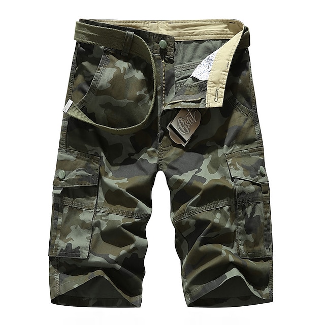 Mens Clothing Mens Bottoms | Mens Casual Sports Shorts Beach Shorts Multiple Pockets Calf-Length Pants Inelastic Camouflage Soli