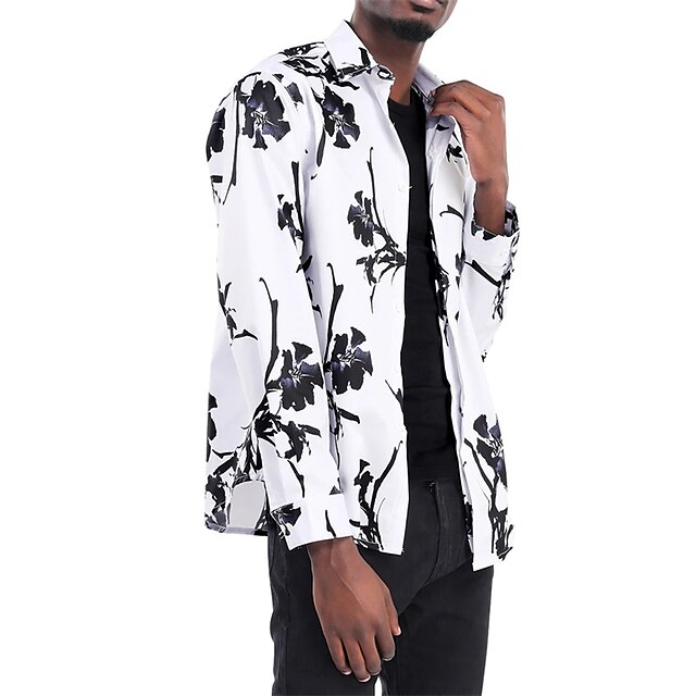 Mens Clothing Mens Shirts | Mens Shirt Floral Graphic Turndown Casual Daily Button-Down Long Sleeve Tops Casual Fashion Breathab